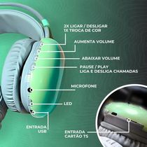 Headset Fone De Ouvido Sem Fio Bluetooth V5.3 Com Led Disco Pulse Profissional