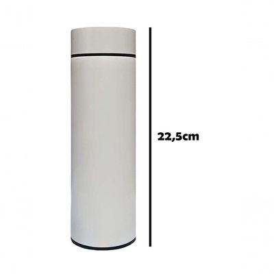 Garrafa Térmica Aço Inox Com Termômetro Digital Led 500ml Branco