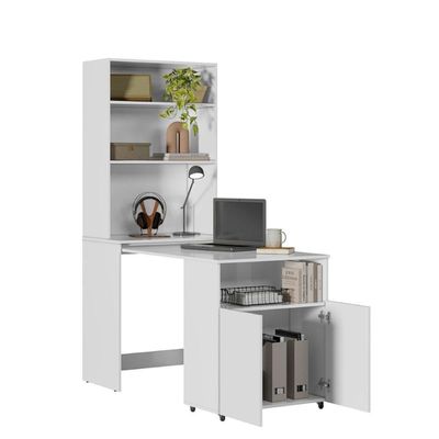 Mesa Com Estante Para Quarto Pequim Branco