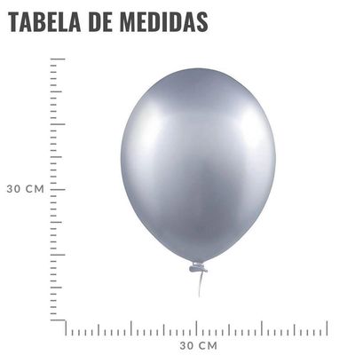 Balão Cromado Alumínio Natural - 12 Polegadas - 25 Unidades