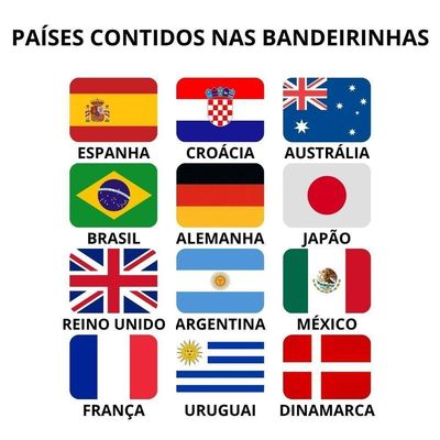 Varal De Bandeiras Países 12 Bandeiras - 3,2m