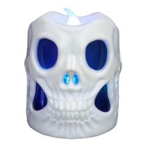 Mini Vela Caveira Branca Com Led