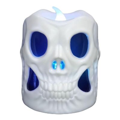 Mini Vela Caveira Branca Com Led
