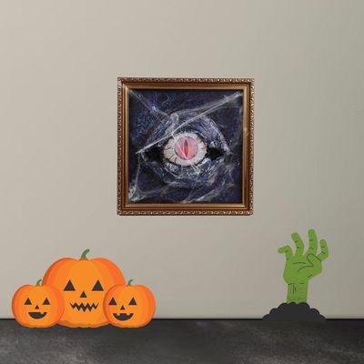 Quadro Olho Sombrio Decoração Halloween Com Led