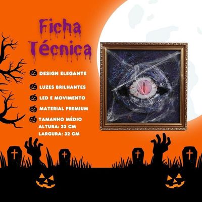 Quadro Olho Sombrio Decoração Halloween Com Led