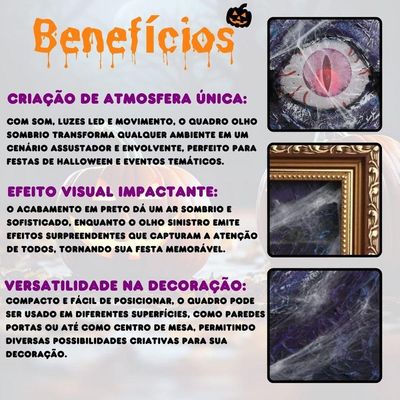 Quadro Olho Sombrio Decoração Halloween Com Led