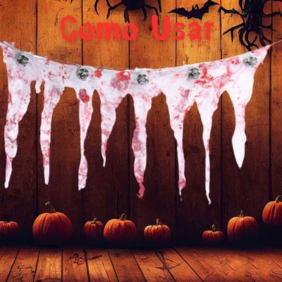 Faixa Decorativa Halloween Manchas De Sangue Com Caveiras