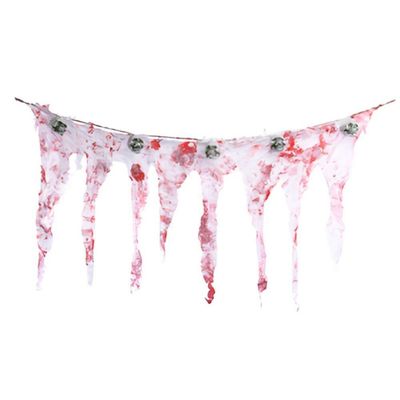Faixa Decorativa Halloween Manchas De Sangue Com Caveiras