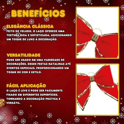 Decoração Laço Vermelho De Veludo Com Borda 30cm - 1 Unidade