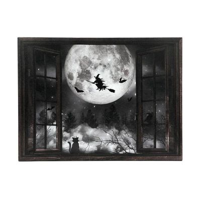 Quadro Decorativo Halloween Iluminado Led Modelo Banquete