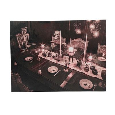 Quadro Decorativo Halloween Iluminado Led Modelo Banquete