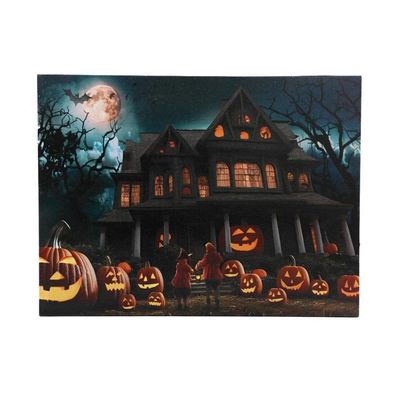 Quadro Decorativo Halloween Iluminado Led Modelo Banquete
