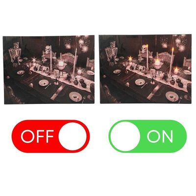 Quadro Decorativo Halloween Iluminado Led Modelo Banquete