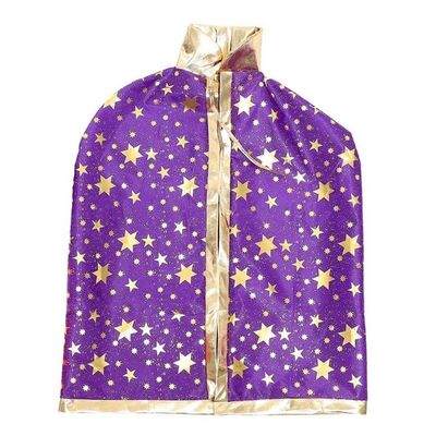 Capa Com Chapéu Infantil Feiticeiro Roxo Dourado