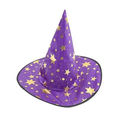Capa Com Chapéu Infantil Feiticeiro Roxo Dourado