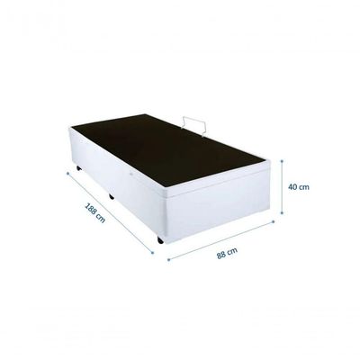 Cama Box Baú Solteiro 88 - Bello Box Tecido Sintético Branco