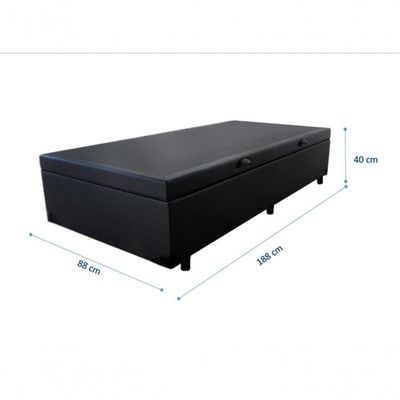 Cama Box Baú Solteiro 88 - Bello Box Tecido Sintético Preto