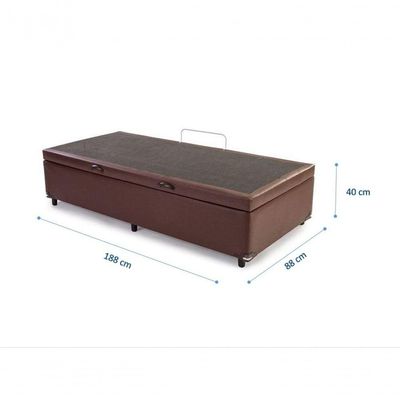 Cama Box Baú Solteiro 88 - Bello Box Tecido Sintético Marrom