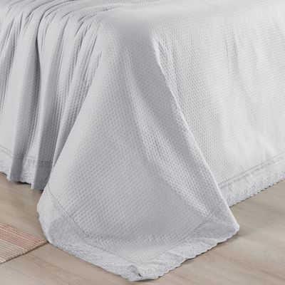 Colcha Queen Home Paris Com Bordado Inglês Micropercal 300 Fios Toque De Algodão 3 Peças - Branco