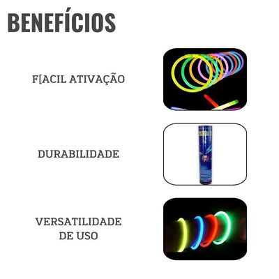 Kit 500 Pulseira Neon Fluorescente Balada