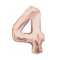 Kit Arranjo De Balões Número 4 Rose Gold - 13 Itens