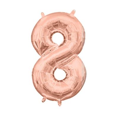 Kit Arranjo De Balões Número 8 Rose Gold - 13 Itens