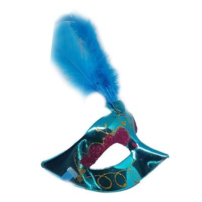 Máscara De Carnaval Veneziana Tiffany Glitter E Penas