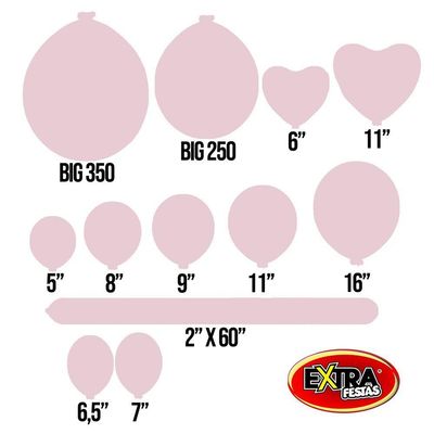 Balão Látex Candy Rosa Bebê - 9 Polegadas - 50 Unidades