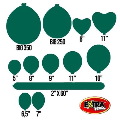 Balão Látex Verde - 9 Polegadas - 50 Unidades