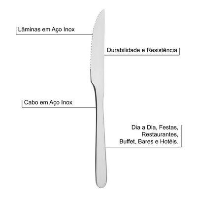 Kit 24 Facas De Mesa Churrasco Serra Tramontina Havaí Em Aço Inox