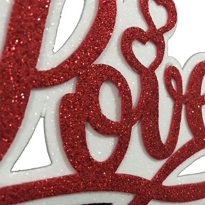 Topo De Bolo Vermelho Love Com Glitter