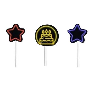 Topper Para Bolo Neon - 4 Unidades
