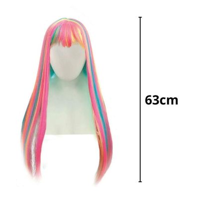 Peruca Longa Lucy Multicolorido Para Cosplay - 63cm