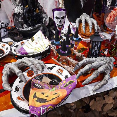 Mãos De Esqueleto Decorativas Halloween - 6 Unidades