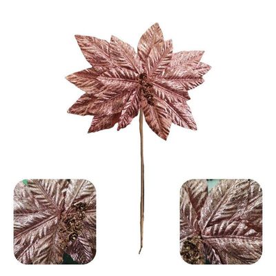 Flor Decorativa Poinsetia Rose Gold 30cm - 1 Unidade