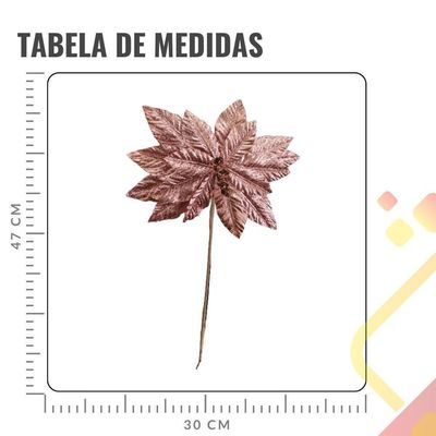 Flor Decorativa Poinsetia Rose Gold 30cm - 1 Unidade