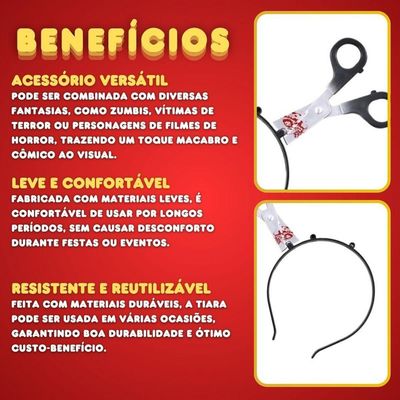 Tiara Com Tesoura Halloween - 1 Unidade