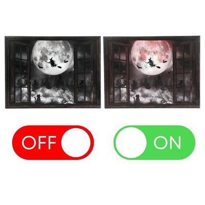 Quadro Decorativo Halloween Iluminado Led Modelo Cemitério