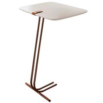 Mesa De Apoio Para Sofá Off White Com Base Em Metal Café