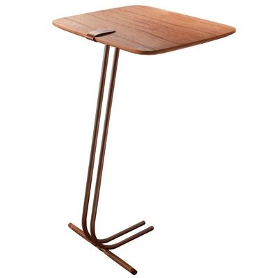 Mesa De Apoio Para Sofá Castanho Com Base Em Metal Café