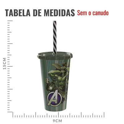 Copo Com Canudo Hulk Vingadores Shake - 500ml