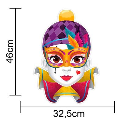 Painel De Festa Carnaval Rosto Colombina - 32x46cm