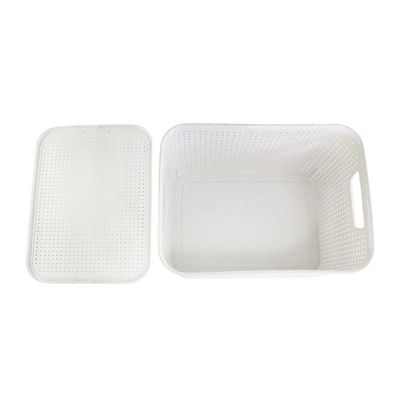 Caixa Organizadora Rattan Cesto Com Tampa 15 Litros Branco