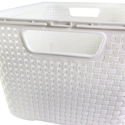Caixa Organizadora Rattan Cesto Com Tampa 15 Litros Branco