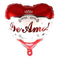 Kit Balão Metalizado Coração Te Amo Vermelho E Branco - 5 Un