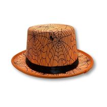 Cartola Laranja Com Teia De Aranha Para Fantasias