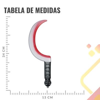 Foice Caveira Com Sangue Falso Acessório Halloween Terror