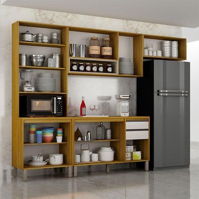 Cozinha Completa Nala Cristaleira 4 Pçs 9 Portas Mobilihouse Cinamomo/off White