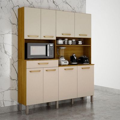 Armário De Cozinha âmbar 8 Portas 1 Gaveta Mobilihouse Cinamomo/off White
