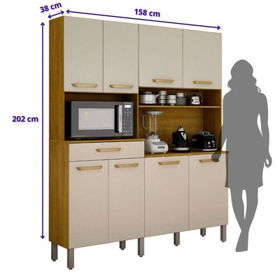 Armário De Cozinha âmbar 8 Portas 1 Gaveta Mobilihouse Cinamomo/off White